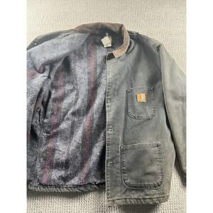 Vintage‎ Carhartt Chore Coat Jacket XXL Blanket Lined Faded Black C02PTL 90s USA